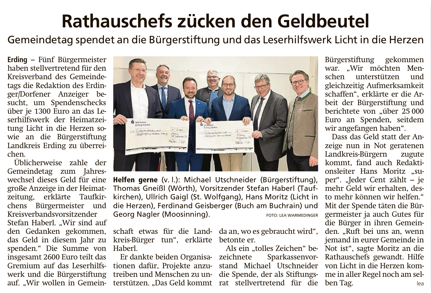 Bayerischer Gemeindetag spendet € 1.300
